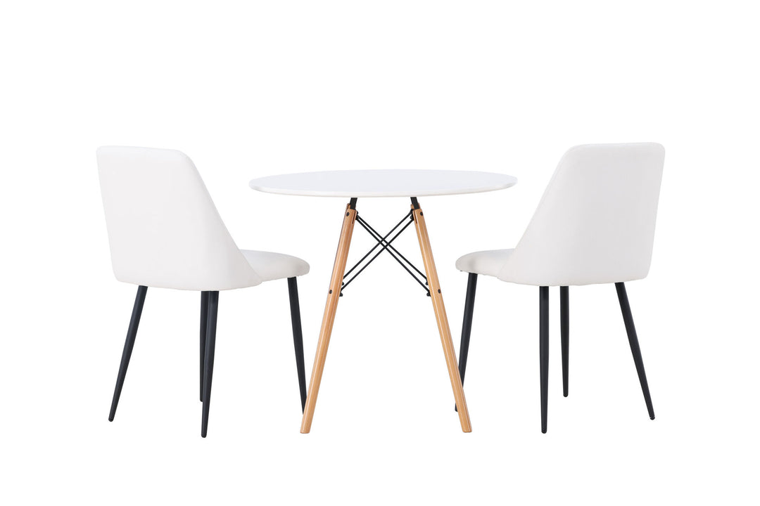 Venture Home Danburi Dining Table - Woodlook / Woodlook MDF +Night Dining Chair - Black / White PU _2