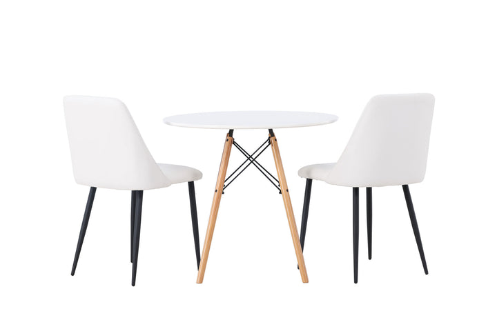 Venture Home Danburi Dining Table - Woodlook / Woodlook MDF +Night Dining Chair - Black / White PU _2