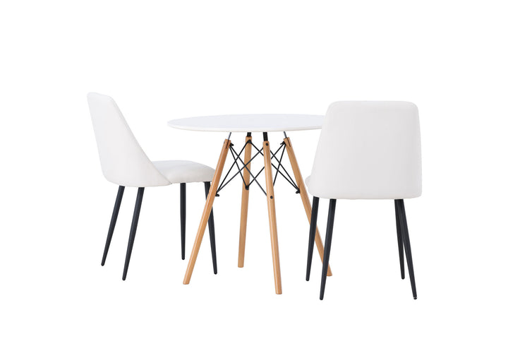 Venture Home Danburi Dining Table - Woodlook / Woodlook MDF +Night Dining Chair - Black / White PU _2