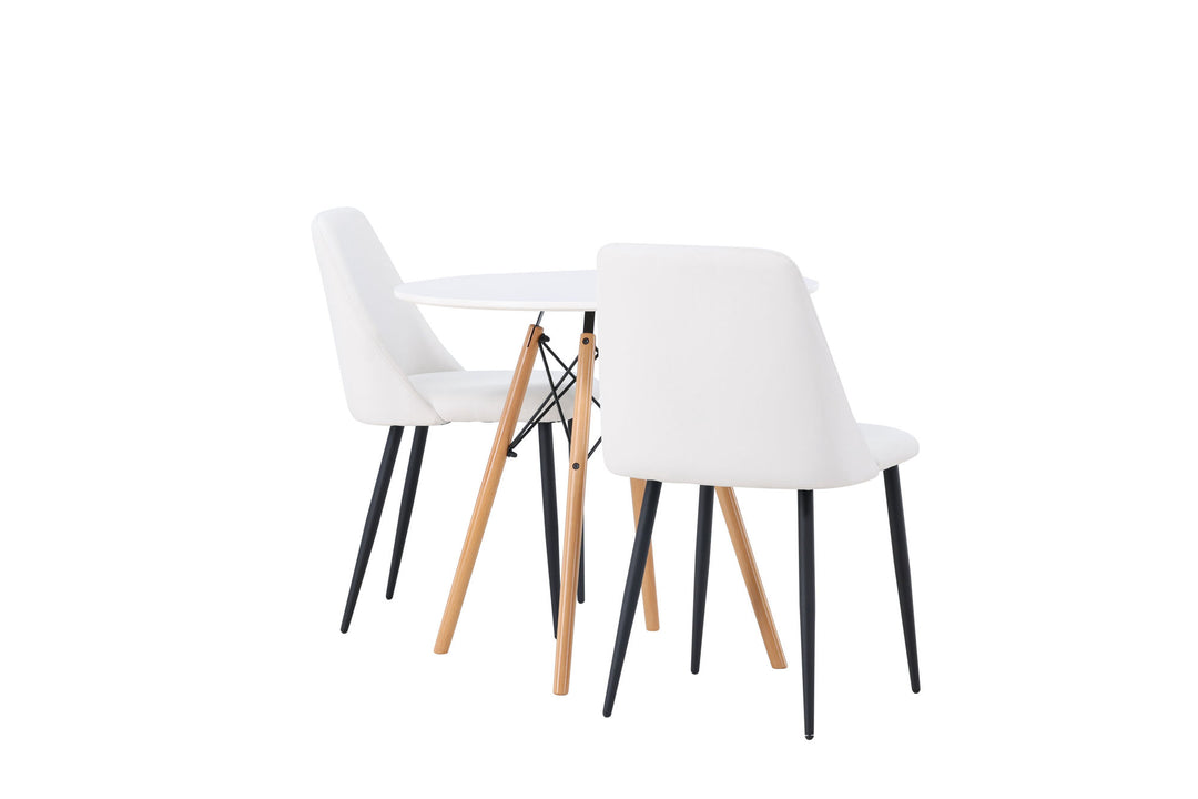 Venture Home Danburi Dining Table - Woodlook / Woodlook MDF +Night Dining Chair - Black / White PU _2
