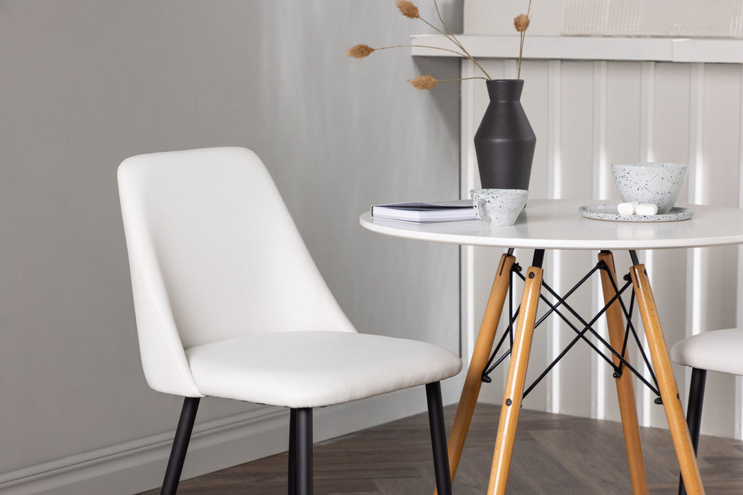 Venture Home Danburi Dining Table - Woodlook / Woodlook MDF +Night Dining Chair - Black / White PU _2