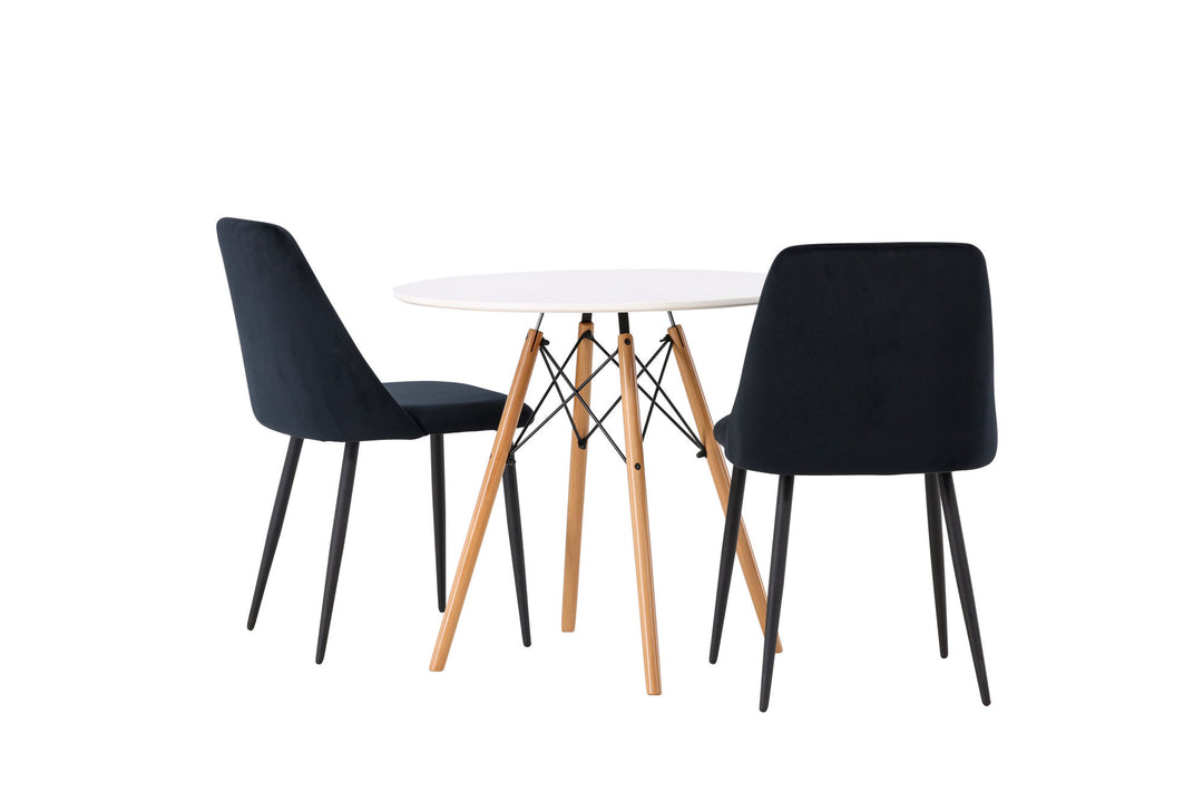 Venture Home Danburi Dining Table - Woodlook / Woodlook MDF +Night Dining Chair - Black / Black Velvet _2