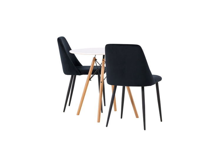 Venture Home Danburi Dining Table - Woodlook / Woodlook MDF +Night Dining Chair - Black / Black Velvet _2