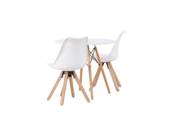 Venture Home Danburi Dining Table - Woodlook / Woodlook MDF +Zeno Dining Chair - Nature woodlook / White PP _2