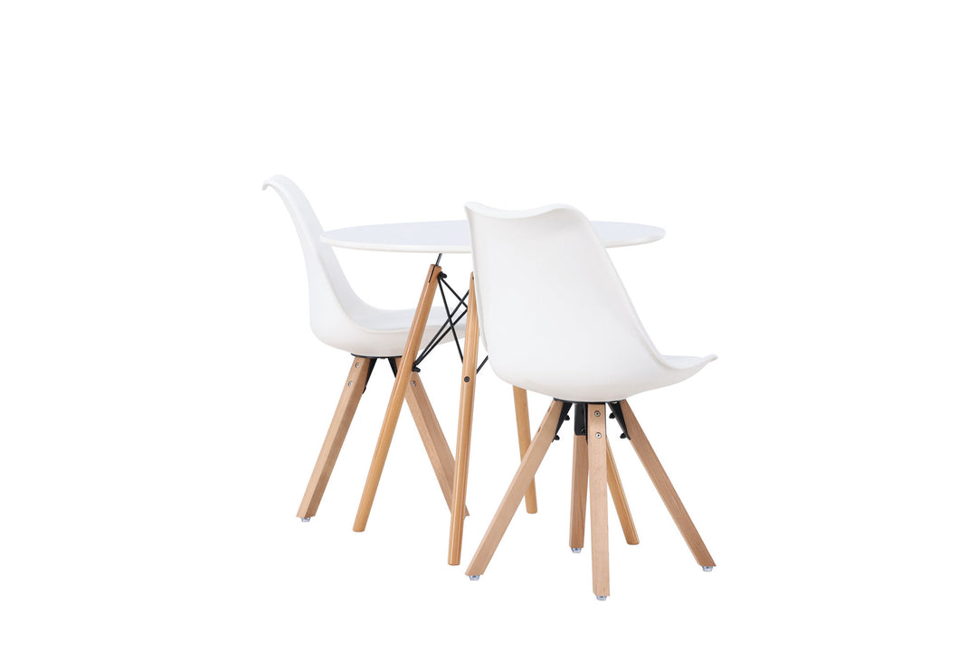 Venture Home Danburi Dining Table - Woodlook / Woodlook MDF +Zeno Dining Chair - Nature woodlook / White PP _2