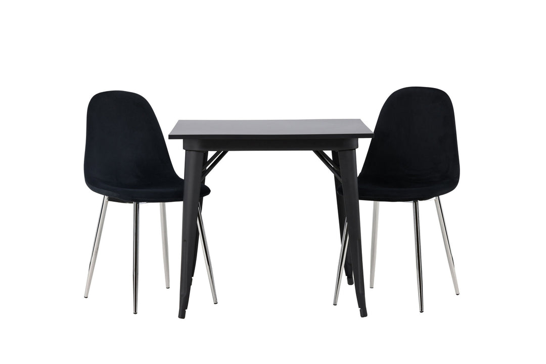 Venture Home Tempe Dining Table - Black / Black MDF +Polar Dining Chair - Black Velvet / Chrome _2