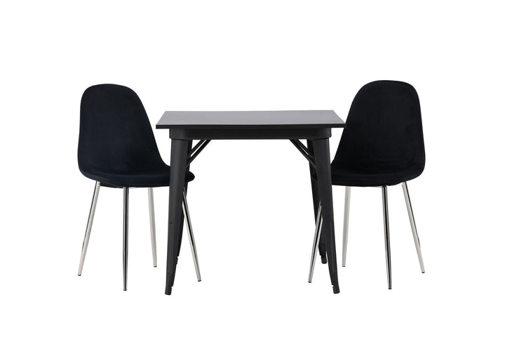 Venture Home Tempe Dining Table - Black / Black MDF +Polar Dining Chair - Black Velvet / Chrome _2