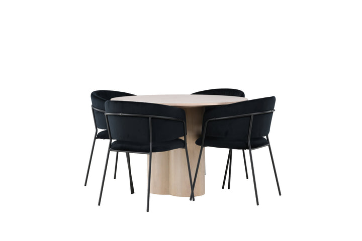 Venture Home Olivia Dining Table - White Wash Veneer +Selma Dining Chair - Black / Black Velvet _4