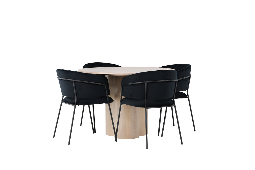 Venture Home Olivia Dining Table - White Wash Veneer +Selma Dining Chair - Black / Black Velvet _4
