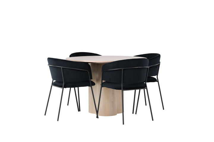 Venture Home Olivia Dining Table - White Wash Veneer +Selma Dining Chair - Black / Black Velvet _4