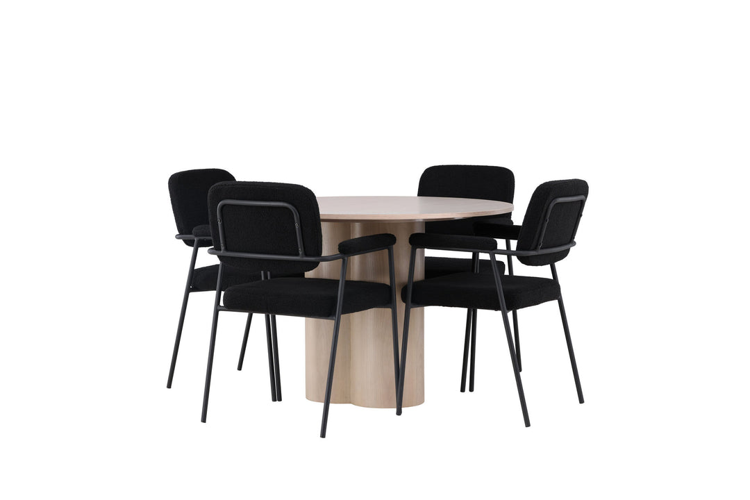 Venture Home Olivia Dining Table - White Wash Veneer +Yesterday Dining Chair - Black / Black Boucle _4