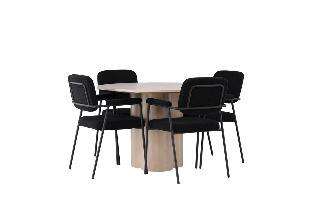 Venture Home Olivia Dining Table - White Wash Veneer +Yesterday Dining Chair - Black / Black Boucle _4