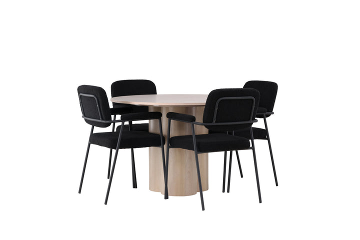 Venture Home Olivia Dining Table - White Wash Veneer +Yesterday Dining Chair - Black / Black Boucle _4