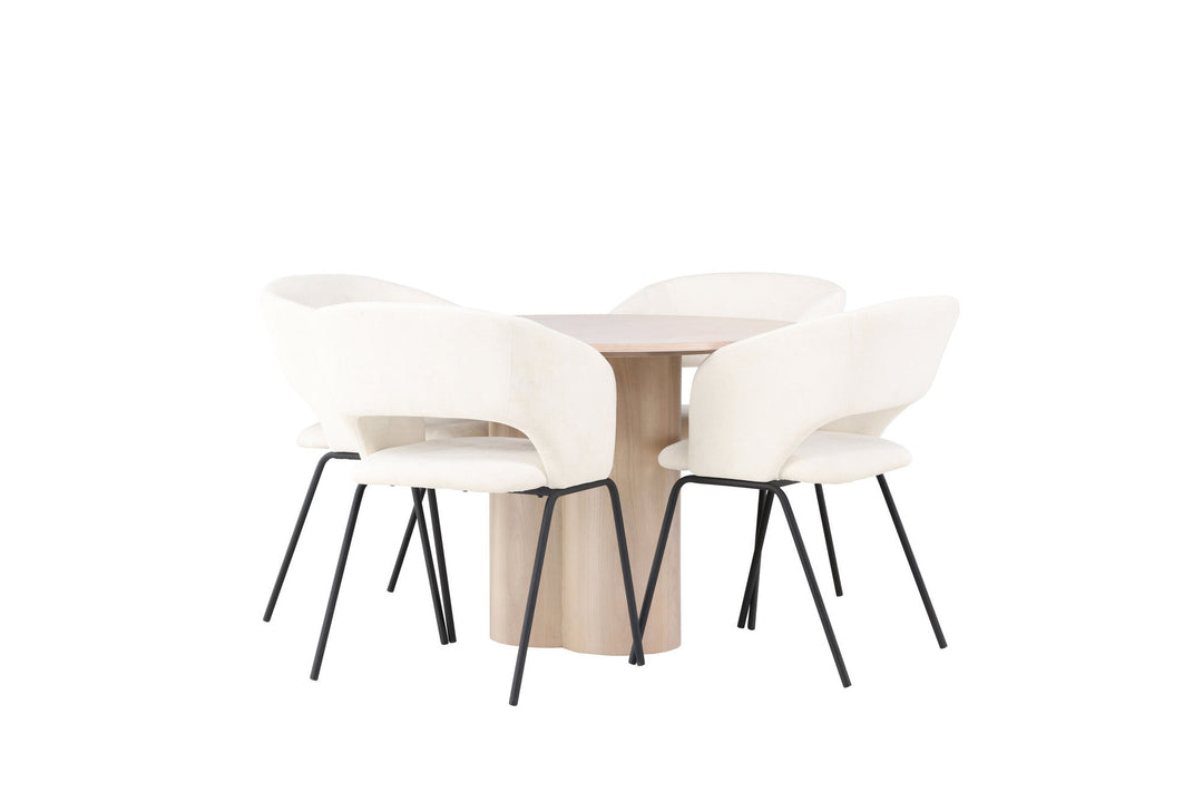 Venture Home Olivia Dining Table - White Wash Veneer +Day Dining Chair - Matte black / White Linen _4
