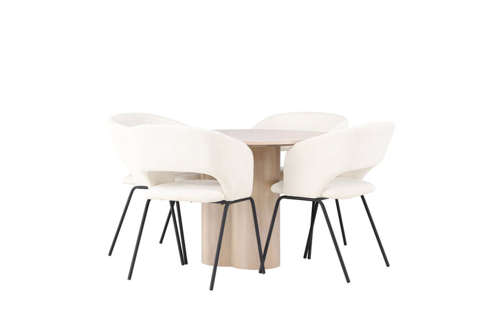 Venture Home Olivia Dining Table - White Wash Veneer +Day Dining Chair - Matte black / White Linen _4