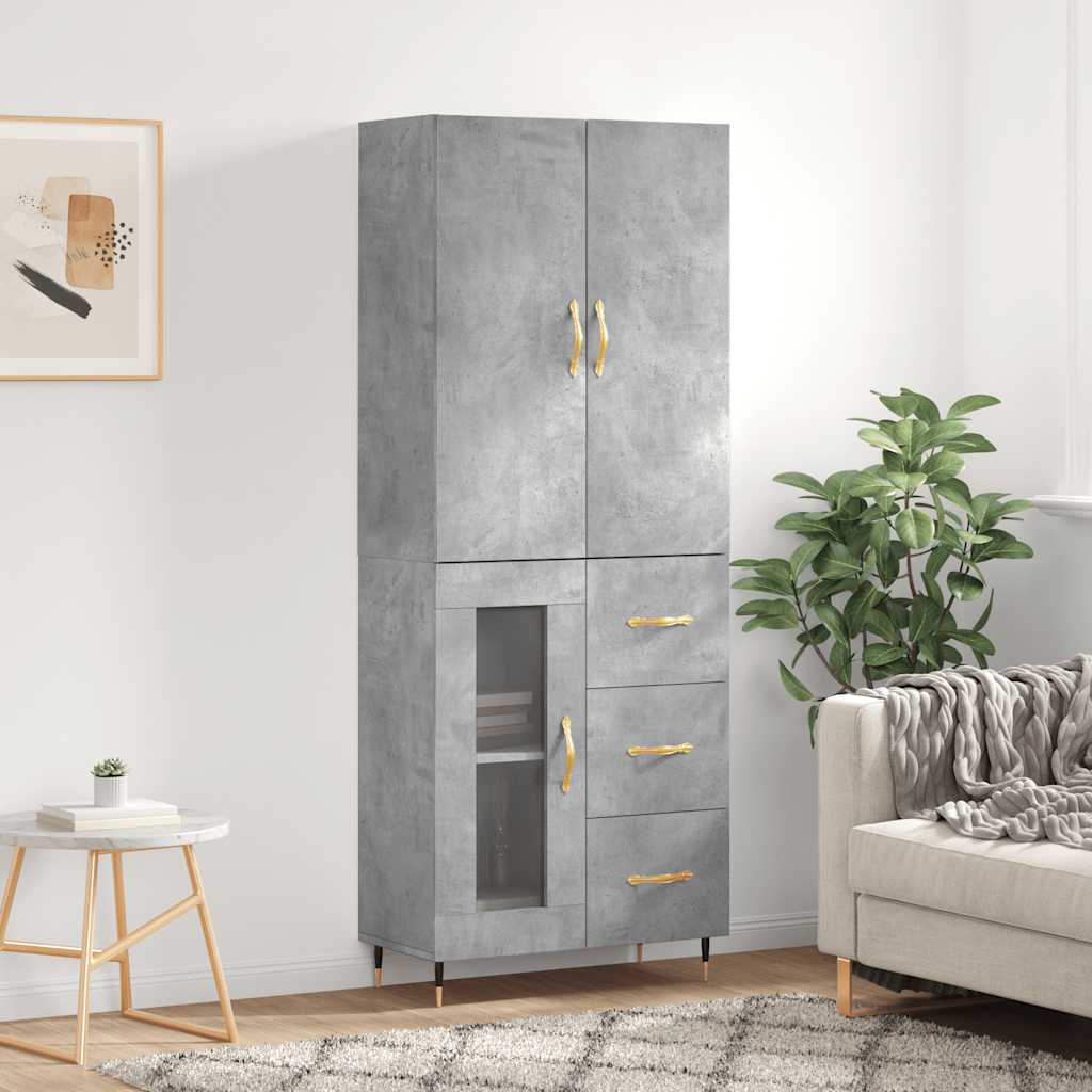 højskab 69,5x34x180 cm konstrueret træ betongrå