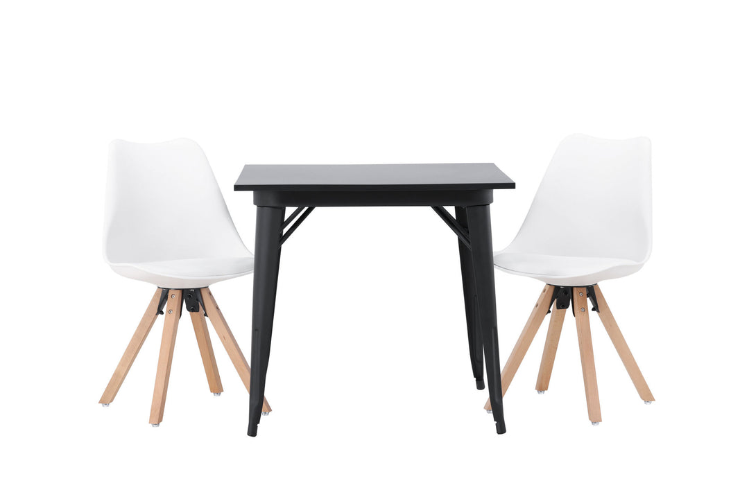 Venture Home Tempe Dining Table - Black / Black MDF +Zeno Dining Chair - Nature woodlook / White PP _2