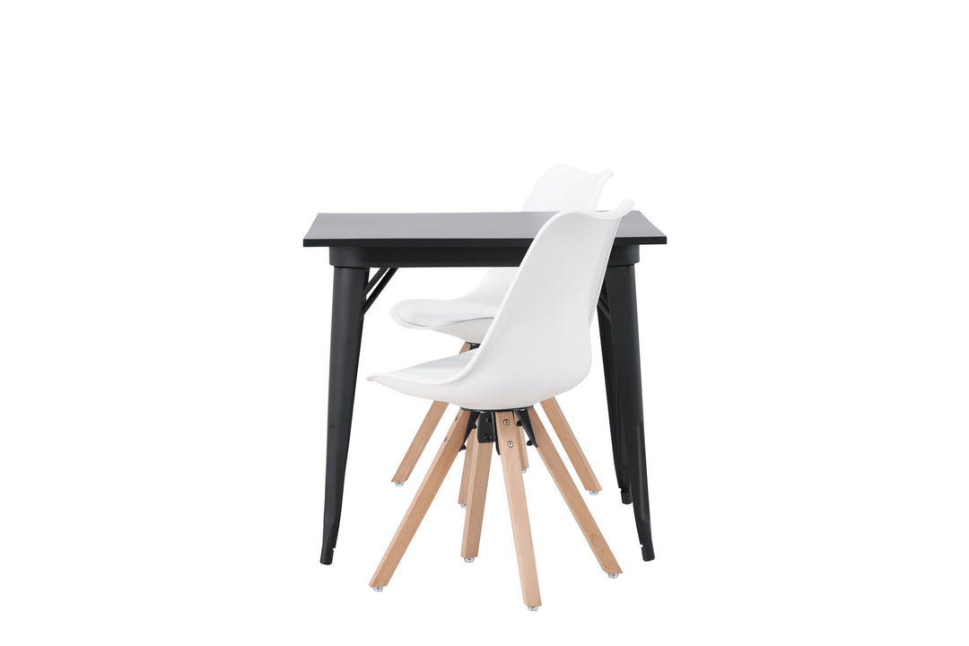 Venture Home Tempe Dining Table - Black / Black MDF +Zeno Dining Chair - Nature woodlook / White PP _2