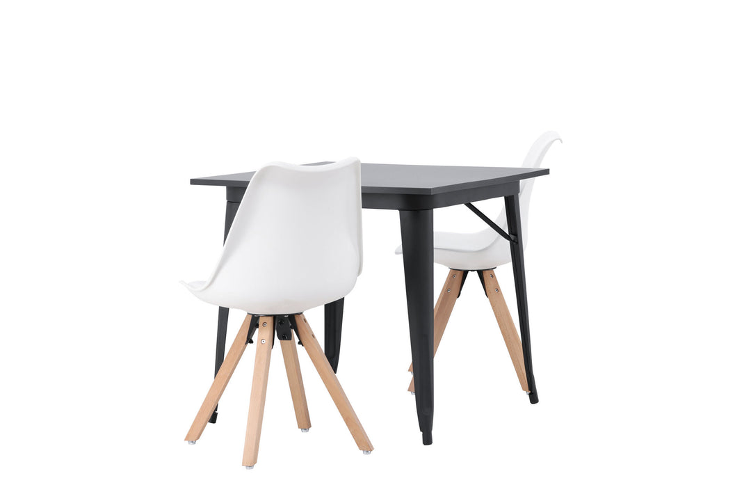 Venture Home Tempe Dining Table - Black / Black MDF +Zeno Dining Chair - Nature woodlook / White PP _2