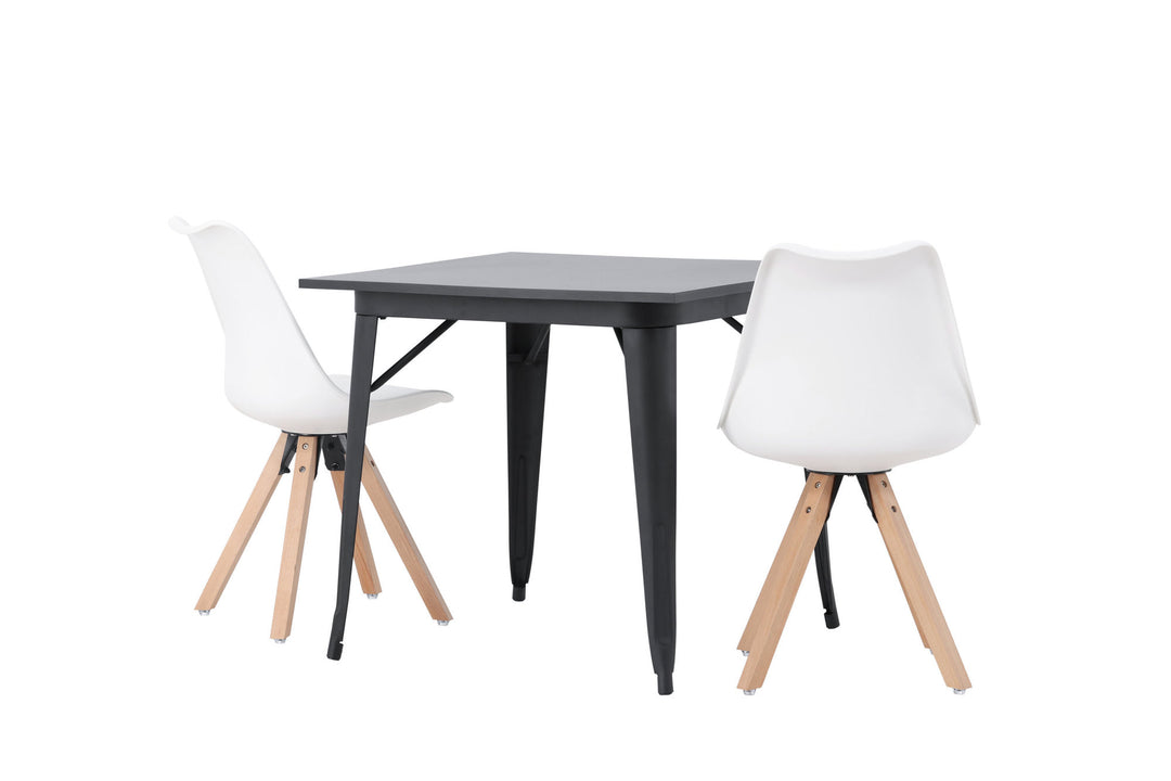 Venture Home Tempe Dining Table - Black / Black MDF +Zeno Dining Chair - Nature woodlook / White PP _2