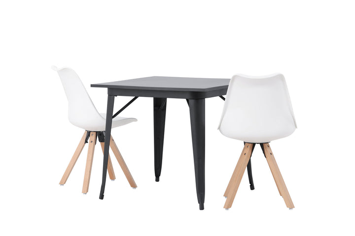 Venture Home Tempe Dining Table - Black / Black MDF +Zeno Dining Chair - Nature woodlook / White PP _2