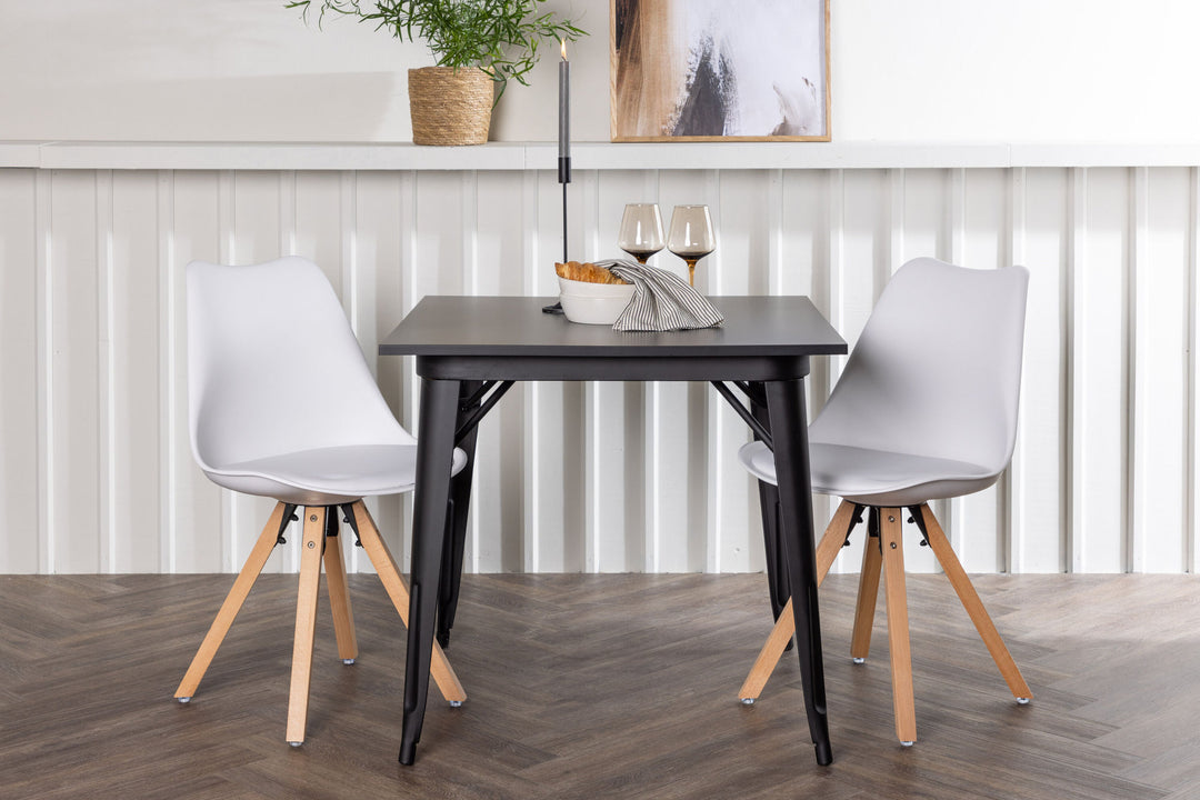 Venture Home Tempe Dining Table - Black / Black MDF +Zeno Dining Chair - Nature woodlook / White PP _2