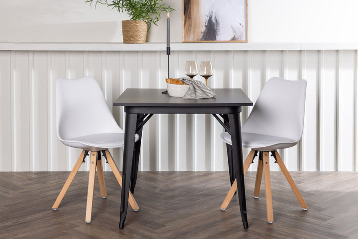 Venture Home Tempe Dining Table - Black / Black MDF +Zeno Dining Chair - Nature woodlook / White PP _2