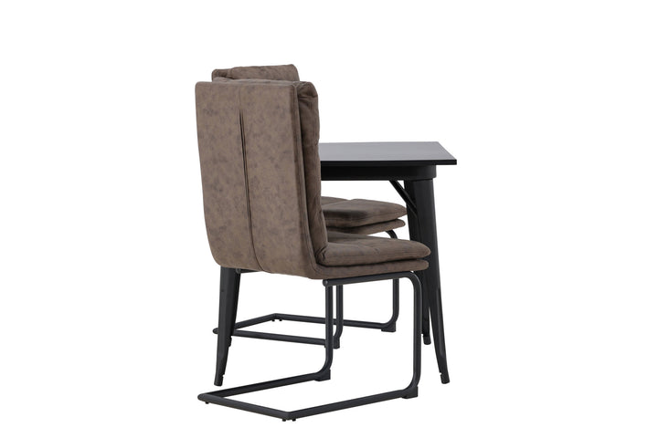 Venture Home Tempe Dining Table - Black / Black MDF +Zizo Dining Chair - Black / Brown Microfiber fabric _2