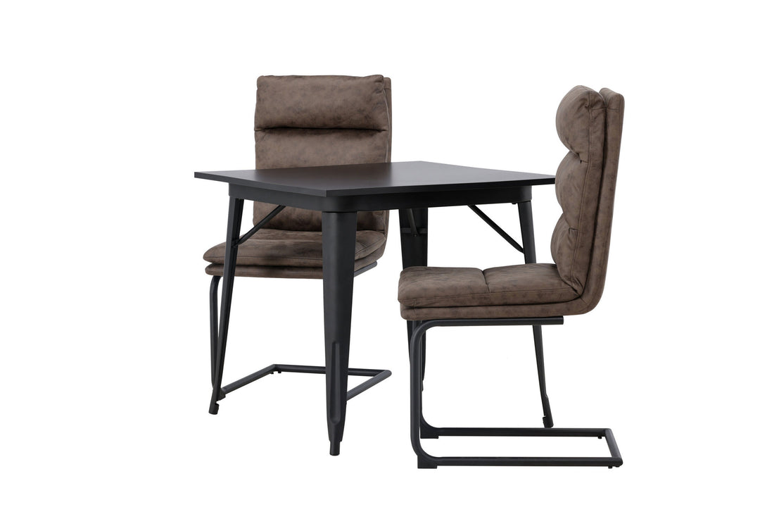 Venture Home Tempe Dining Table - Black / Black MDF +Zizo Dining Chair - Black / Brown Microfiber fabric _2