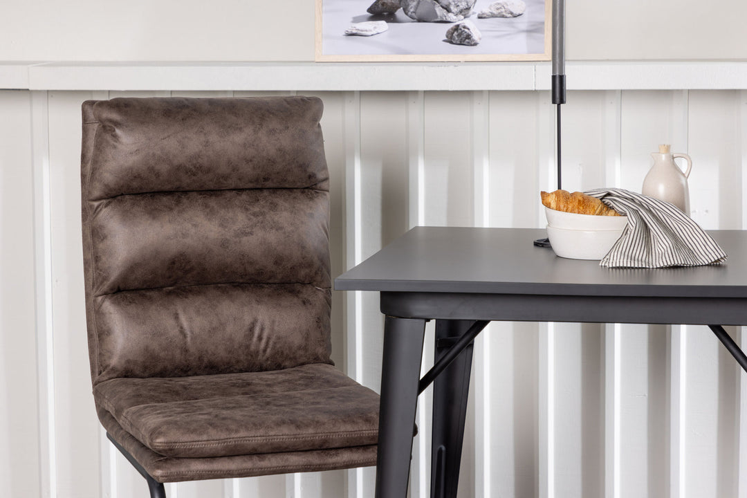Venture Home Tempe Dining Table - Black / Black MDF +Zizo Dining Chair - Black / Brown Microfiber fabric _2