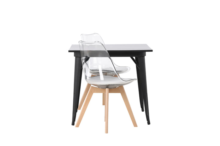 Venture Home Tempe Dining Table - Black / Black MDF +Edvin Dining Chair - Nature / PET (seat cushion white) PET surface,seat with usual sponge _2