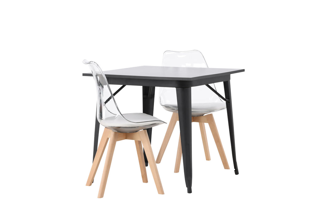 Venture Home Tempe Dining Table - Black / Black MDF +Edvin Dining Chair - Nature / PET (seat cushion white) PET surface,seat with usual sponge _2