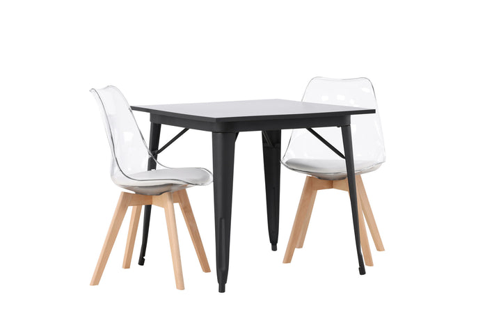 Venture Home Tempe Dining Table - Black / Black MDF +Edvin Dining Chair - Nature / PET (seat cushion white) PET surface,seat with usual sponge _2