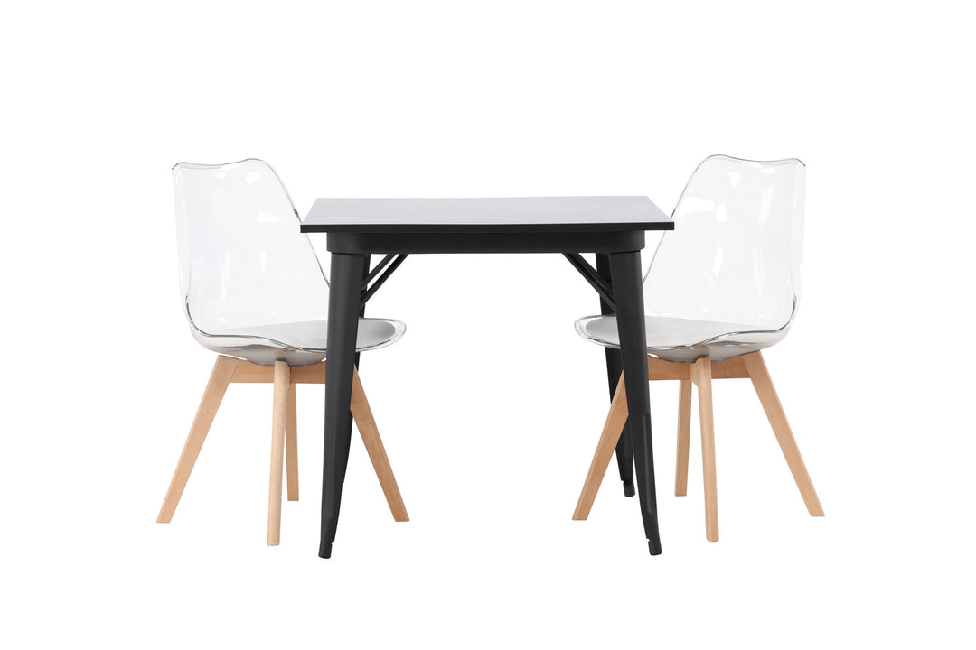 Venture Home Tempe Dining Table - Black / Black MDF +Edvin Dining Chair - Nature / PET (seat cushion white) PET surface,seat with usual sponge _2