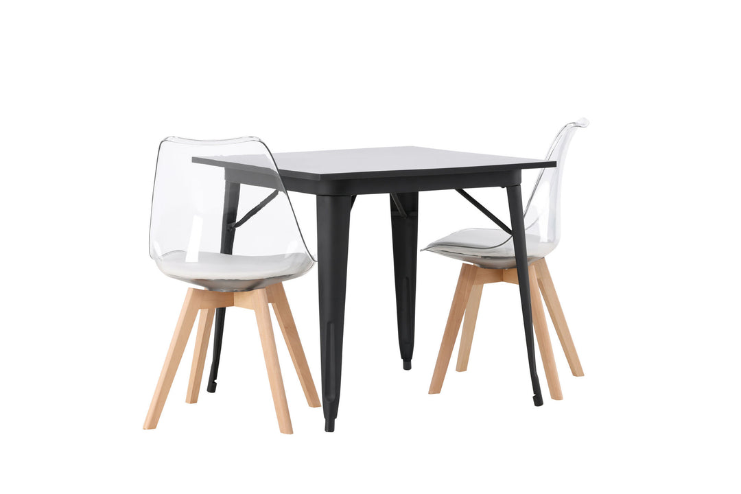 Venture Home Tempe Dining Table - Black / Black MDF +Edvin Dining Chair - Nature / PET (seat cushion white) PET surface,seat with usual sponge _2