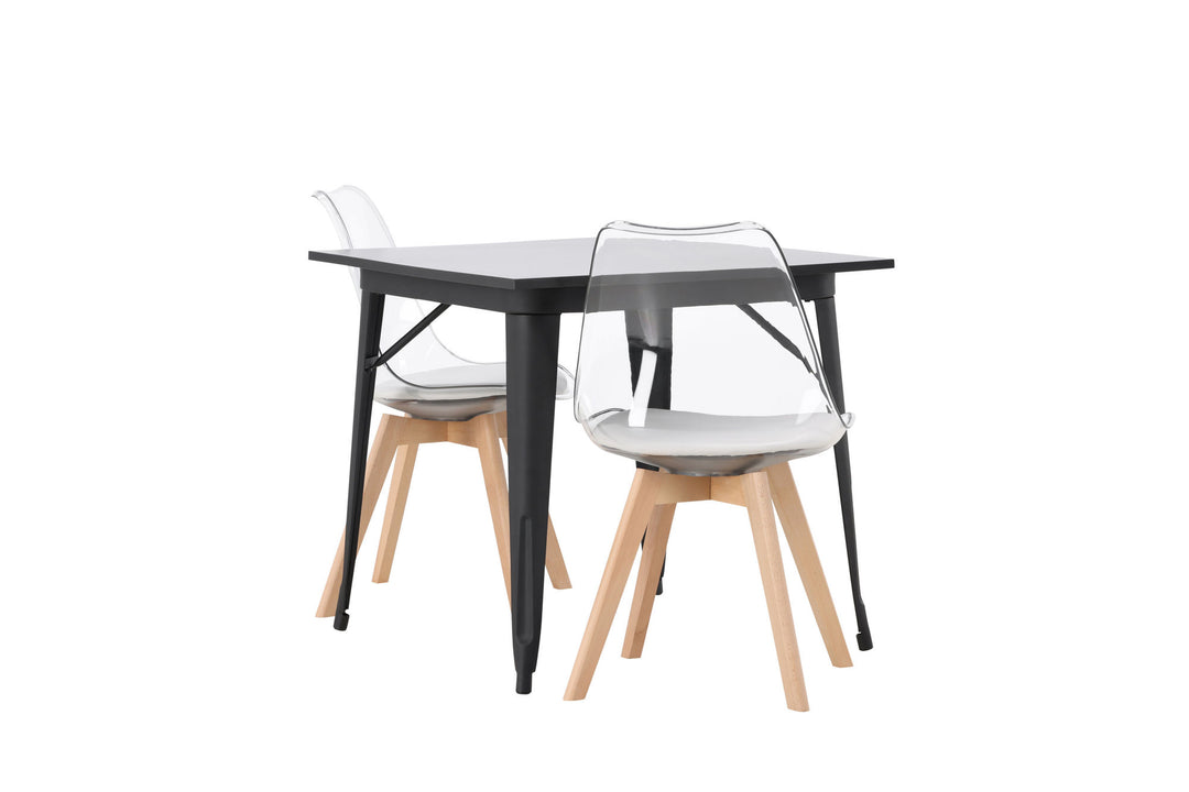 Venture Home Tempe Dining Table - Black / Black MDF +Edvin Dining Chair - Nature / PET (seat cushion white) PET surface,seat with usual sponge _2