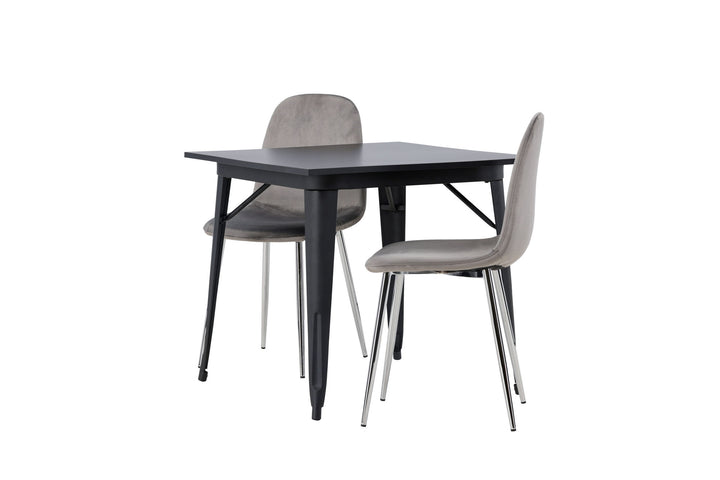 Venture Home Tempe Dining Table - Black / Black MDF +Eva Dining Chair - Light grey / Light grey Velvet _2