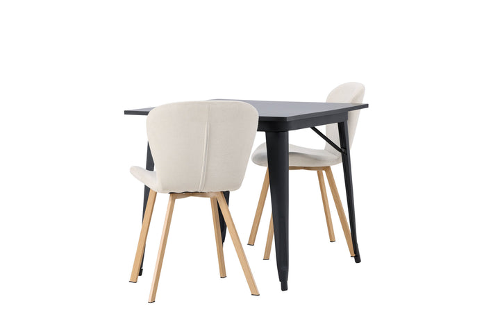 Venture Home Tempe Dining Table - Black / Black MDF +Lilja Dining Chair - Oaklook / Beige Fabric _2