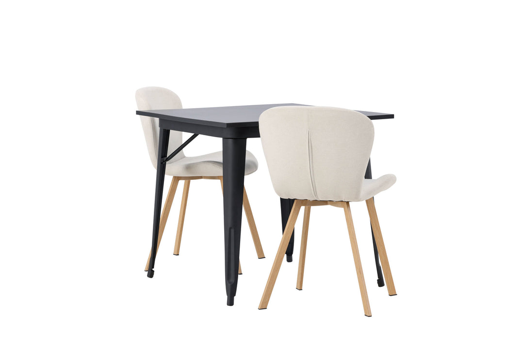 Venture Home Tempe Dining Table - Black / Black MDF +Lilja Dining Chair - Oaklook / Beige Fabric _2