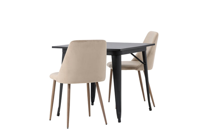 Venture Home Tempe Dining Table - Black / Black MDF +Night Dining Chair - Dark walnut / Mocca / Brown Fabric _2