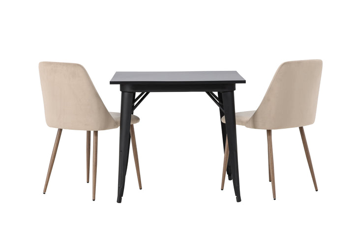 Venture Home Tempe Dining Table - Black / Black MDF +Night Dining Chair - Dark walnut / Mocca / Brown Fabric _2