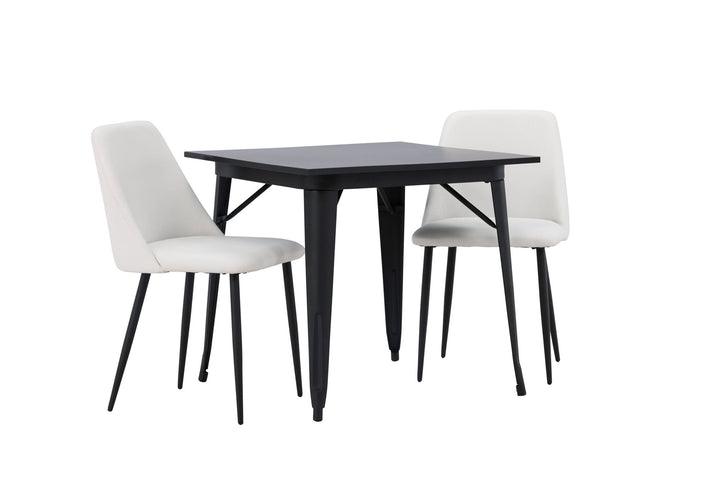 Venture Home Tempe Dining Table - Black / Black MDF +Night Dining Chair - Black / White PU _2