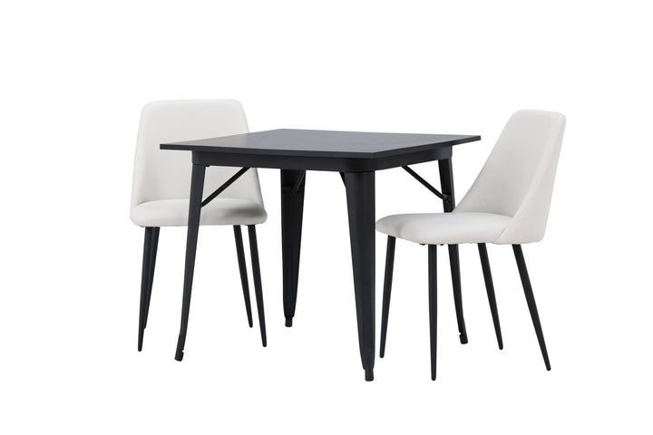 Venture Home Tempe Dining Table - Black / Black MDF +Night Dining Chair - Black / White PU _2