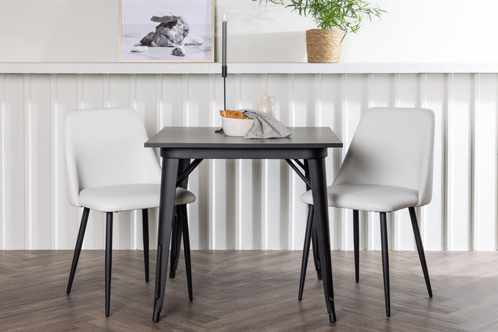 Venture Home Tempe Dining Table - Black / Black MDF +Night Dining Chair - Black / White PU _2
