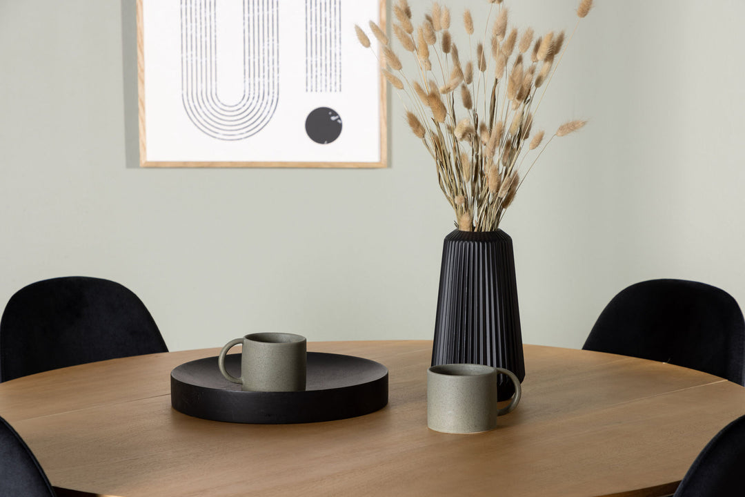 Venture Home Yakidon Dining Table - Rubberwood / Oaklook MDF +Polar Dining Chair - Black Velvet / Chrome _4