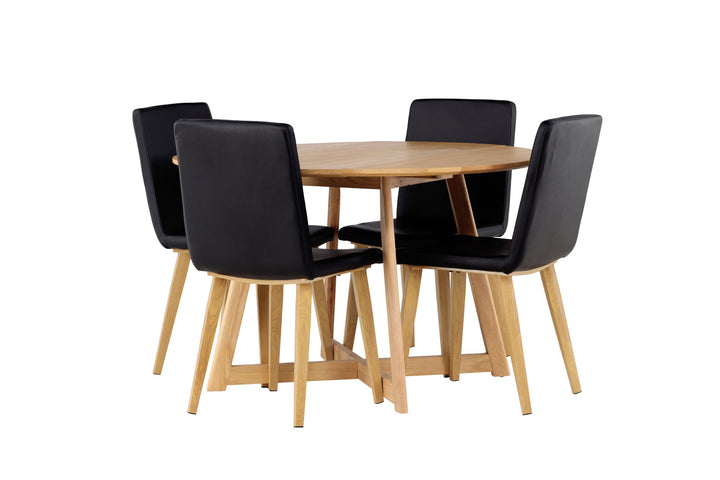 Venture Home Yakidon Dining Table - Rubberwood / Oaklook MDF +Today Dining Chair - Nature / Black PU _4