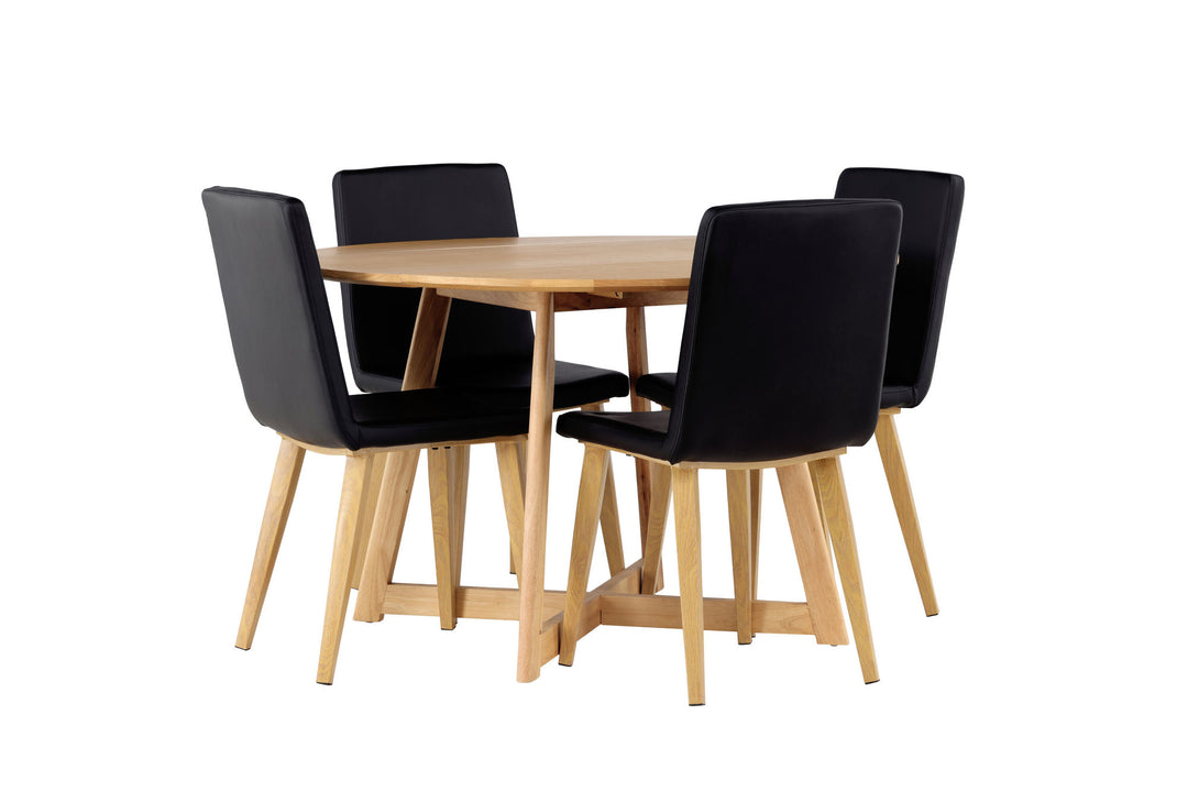 Venture Home Yakidon Dining Table - Rubberwood / Oaklook MDF +Today Dining Chair - Nature / Black PU _4
