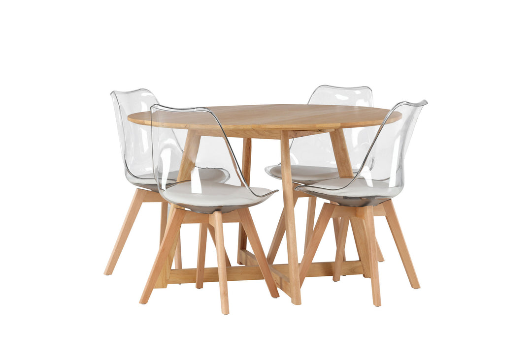 Venture Home Yakidon Dining Table - Rubberwood / Oaklook MDF +Edvin Dining Chair - Nature / PET (seat cushion white) PET surface,seat with usual sponge _4