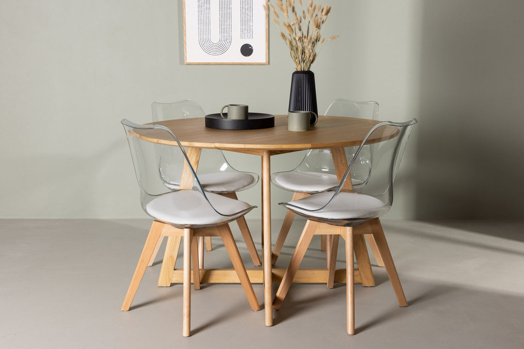 Venture Home Yakidon Dining Table - Rubberwood / Oaklook MDF +Edvin Dining Chair - Nature / PET (seat cushion white) PET surface,seat with usual sponge _4