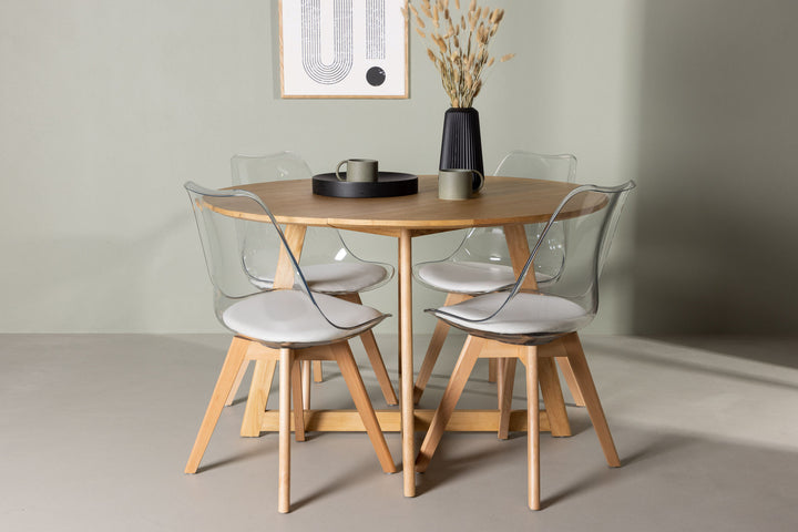 Venture Home Yakidon Dining Table - Rubberwood / Oaklook MDF +Edvin Dining Chair - Nature / PET (seat cushion white) PET surface,seat with usual sponge _4